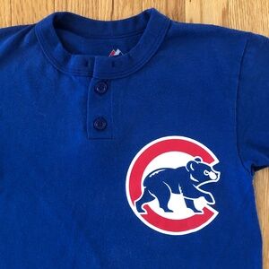 VTG MAJESTIC Chicago Cubs Youth M Buttoned T-shirt Cotton Blend